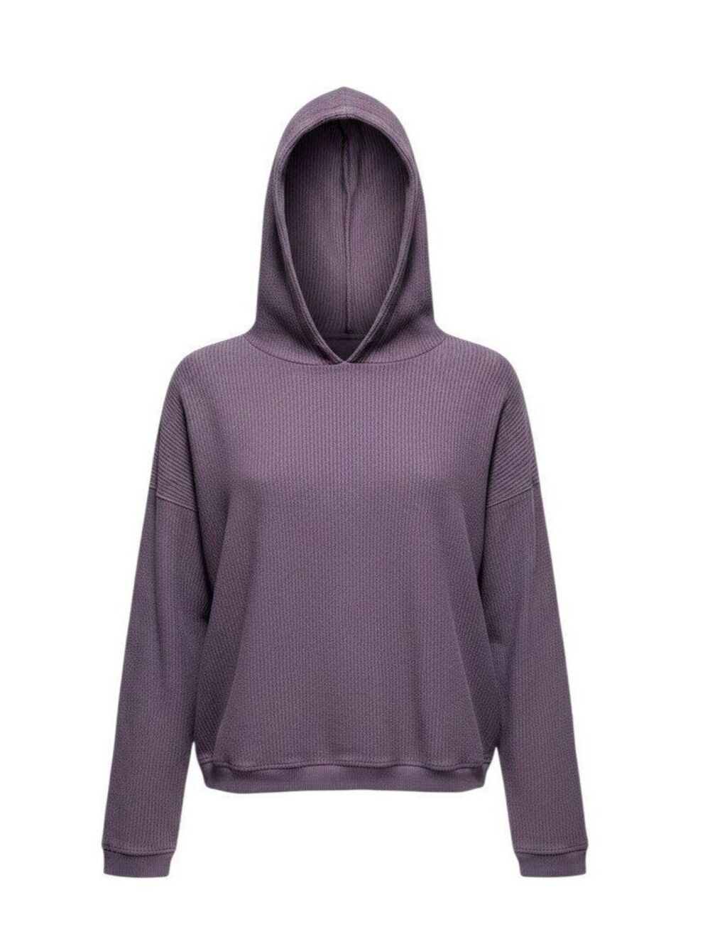 Aerie Oversized Cropped Hoodie Purple Blackberry Jam Waffle Knit Size M Women's